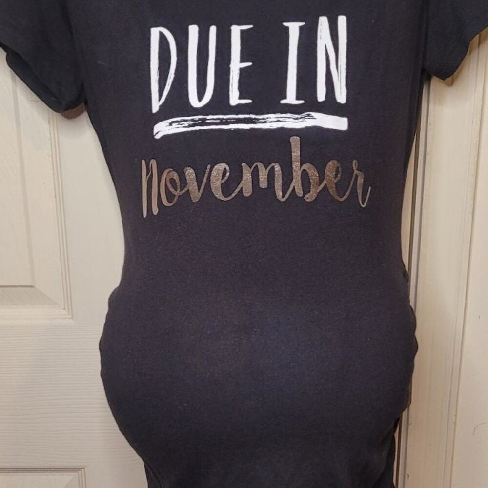 Motherhood Maternity Shirt- Medium- "Due in November"
